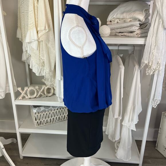 Bisou Bisou women's size 2 Electric blue Halter Dress high neck. fun unique 1124 - Picture 6 of 14